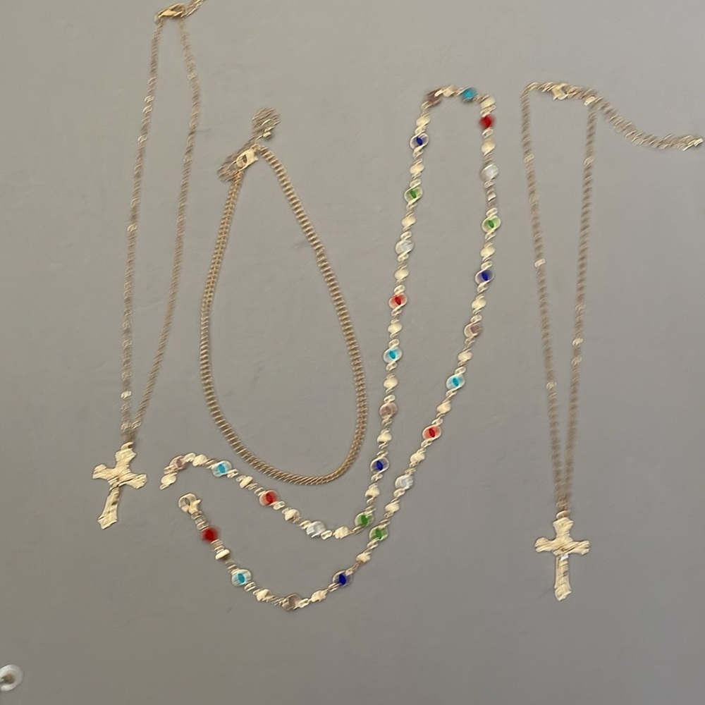 Multi-Layer Necklace with Cross Pendants A1223 - Picture 2 of 3